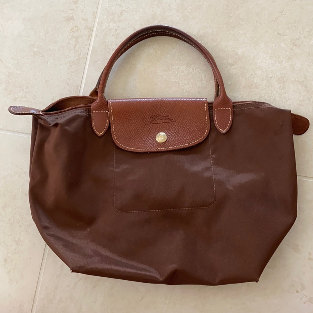 Longchamp le pliage small brown bag